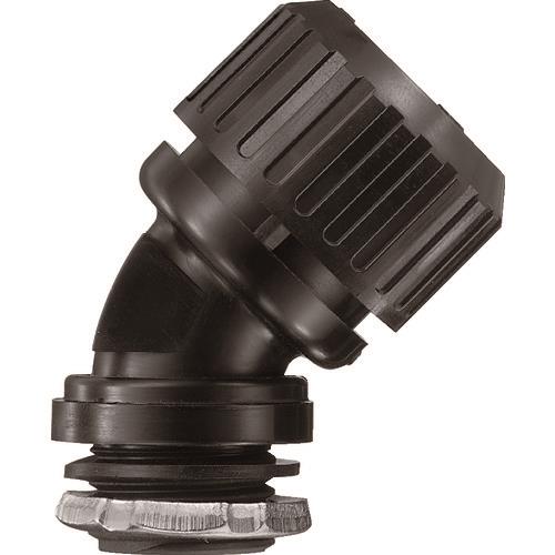 SANKEI サンフレキROBO 45°コネクタ ノックアウト接続用 管用平行おねじ付き 黒色