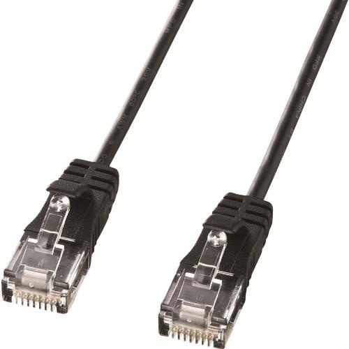 SANWA カテゴリ6準拠極細LANケーブル(ブラック、2m)