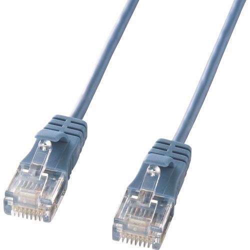SANWA カテゴリ6準拠極細LANケーブル(ブルー、3m)