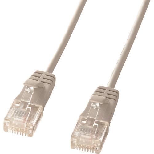 SANWA カテゴリ6準拠極細LANケーブル(ライトグレー、0.5m)