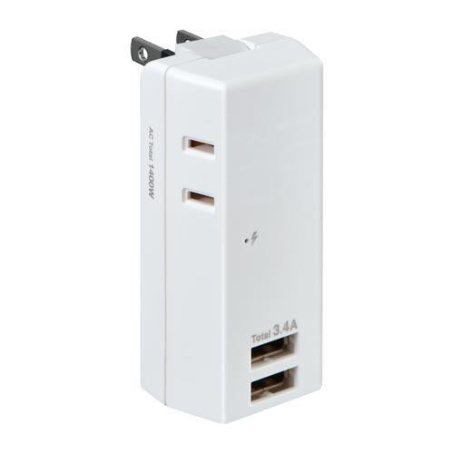 14Aタップ(USBポートx2個、コンセント2個