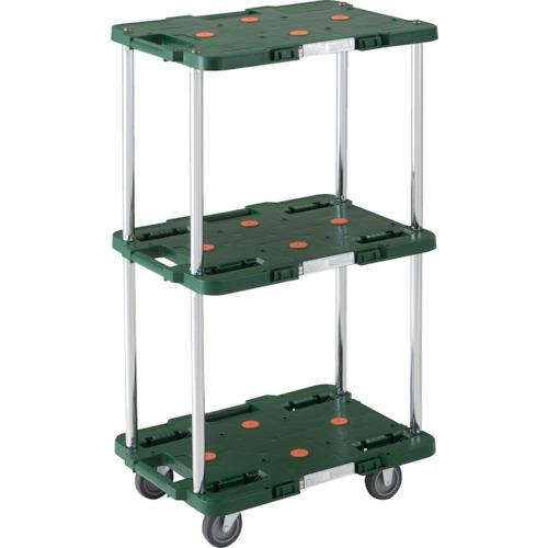 TRUSCO 樹脂製台車 ルートバン 3段式 370X500 緑 MPB-503-GN