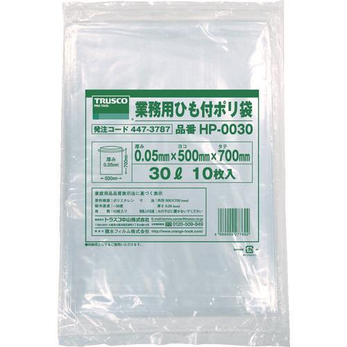 TRUSCO 業務用ひも付きポリ袋0.05X30L 10枚入 HP-0030