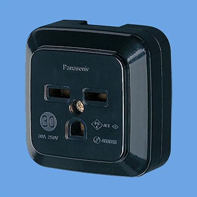 接地2P30A角型コンセント(薄形)ブラック <WK36301B>