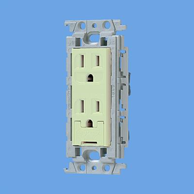 コスモシリーズワイド21 埋込アースターミナル付接地ダブルコンセント(ライトグリーン) <WTF113248LG>