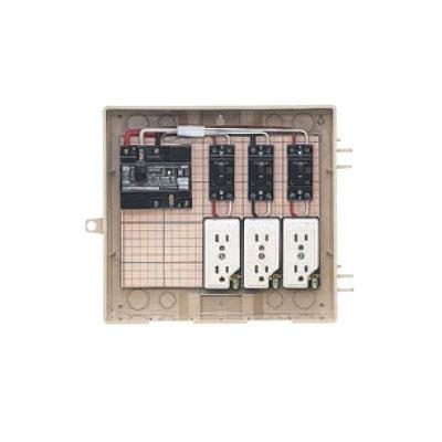 屋外電力用仮設ボックス(漏電しゃ断器・分岐ブレーカ・コンセント内蔵) 透明蓋 <C12-3C>