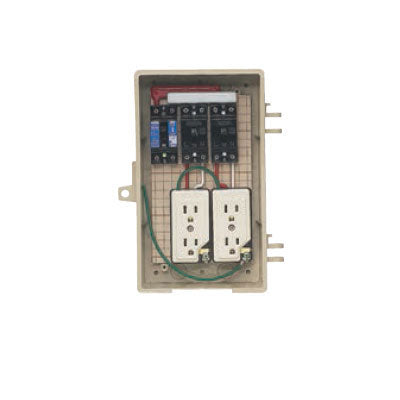 屋外電力用仮設ボックス(漏電しゃ断器・分岐ブレーカ・コンセント内蔵) 透明蓋 <C2A-2C>