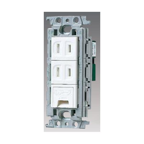 埋込アースターミナル付扉付ダブルコンセント(絶縁枠付)(ホワイト) <WTF>