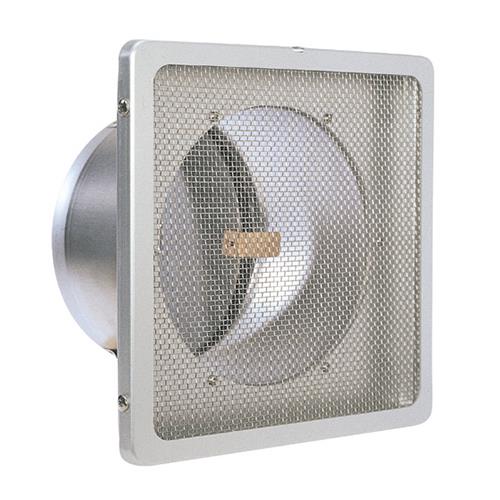 外壁用アルミ製換気口 (フラットグリル) 角金網型10メッシュ 防火ダンパー付 <KND-C>