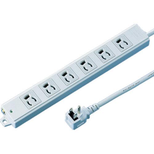 SANWA 工事物件タップ 抜け止めコンセント 6個口 L型 ケーブル長5m TAP-KE6L-5