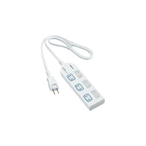 ザ・タップX(安全設計扉・パッキン付コンセント)(3コ口)(個別防水スイッチ付)(スナップキャップ・1mコード付)(ホワイト) <WHA25134WP>