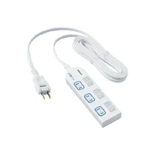 ザ・タップX(安全設計扉・パッキン付コンセント)(3コ口)(個別防水スイッチ付)(スナップキャップ・3mコード付)(ホワイト) <WHA25334WP>