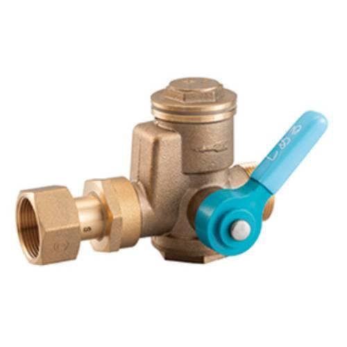 青銅製重力式逆止弁付ボール伸縮止水栓左側レバーハンドル(空色) ＜NSN-KEHPK＞