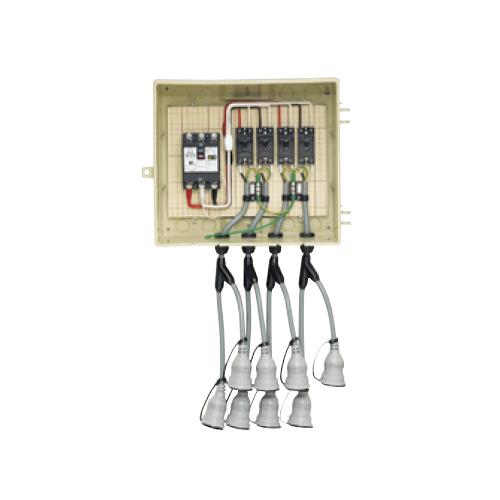 屋外電力用仮設ボックス(漏電しゃ断器・分岐ブレーカ・コンセント内蔵) <13-4BW4>