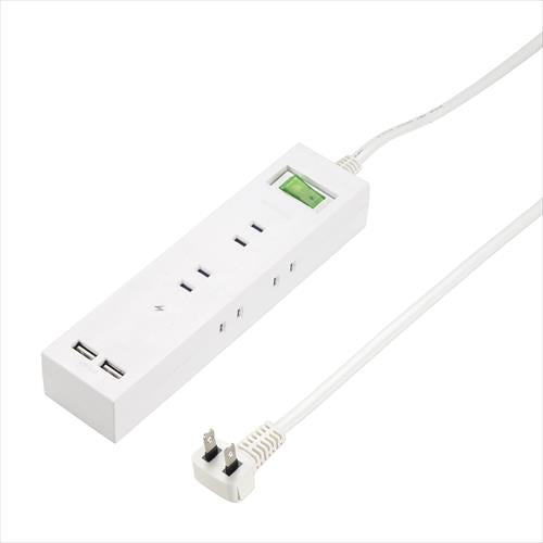 3方向から挿せる6個口USBタップホワイト