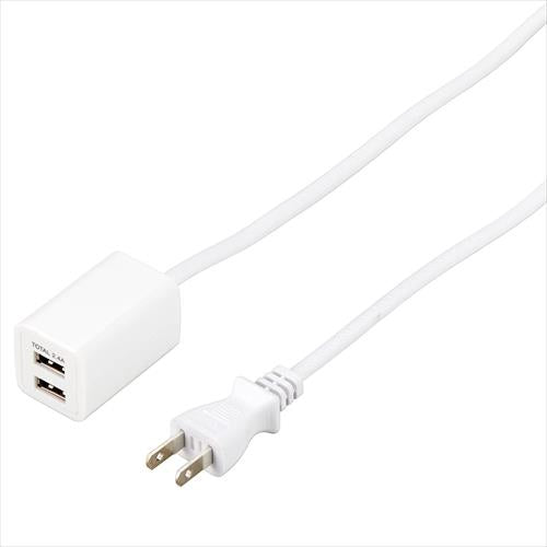 USBタップ2ポート2.4A0.5mホワイト