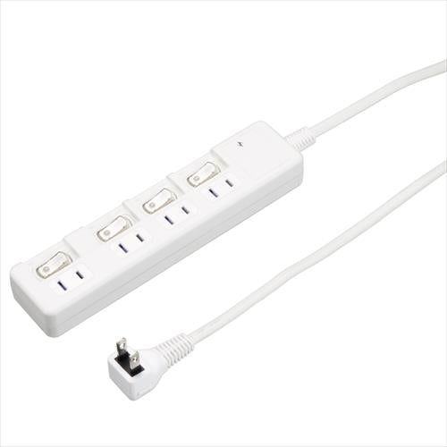 雷ガード付4個口節電タップ0.3mホワイト