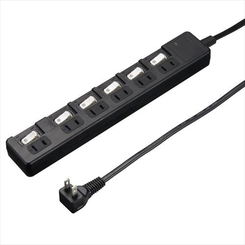 雷ガード付6個口節電タップ0.3mブラック