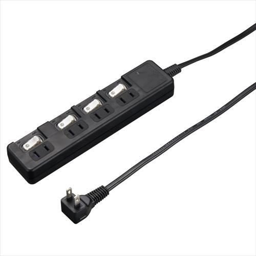 雷ガード付4個口節電タップ3mブラック