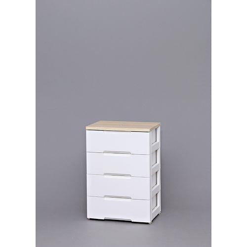 ウッドトップチェスト ホワイト/ペアー