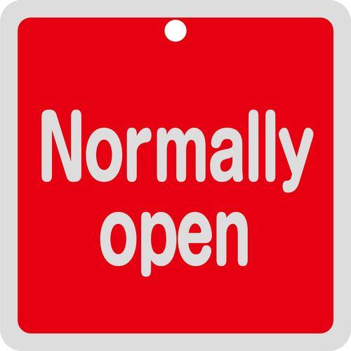 バルブ開閉札 Normally open(赤) 特15-152A 80×80mm 両面表示 アルミ製