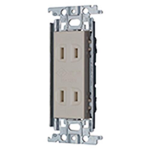 コスモシリーズワイド21 埋込扉付ダブルコンセント 金属枠付 ベージュ