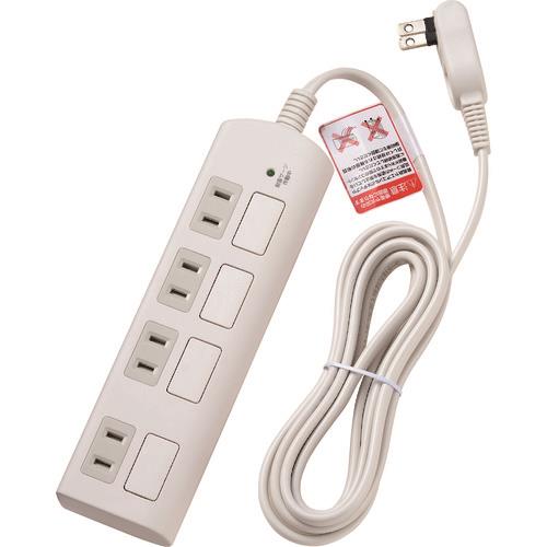 ELPA 耐雷フラットスイッチ付タップ4P2m