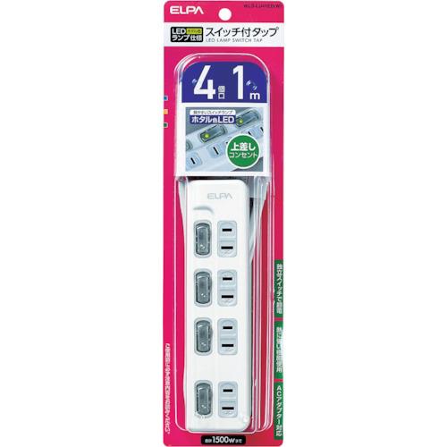 ELPA LEDランプ スイッチ付タップ4P1m上