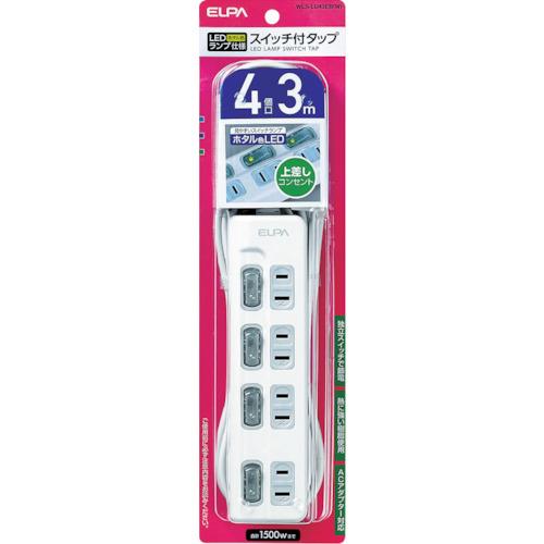 ELPA LEDランプ スイッチ付タップ4P3m上