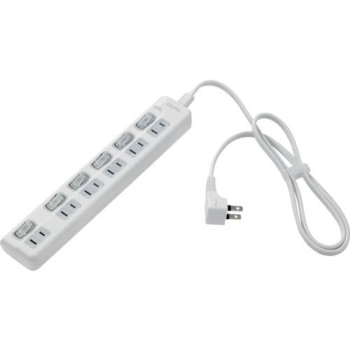 ELPA LEDランプ スイッチ付タップ6P1m上