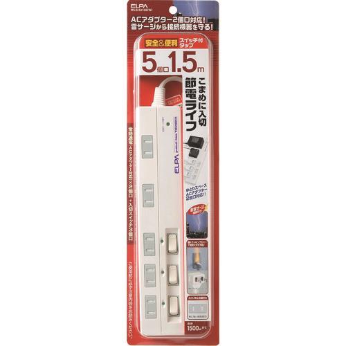 ELPA サージ付マルチタップ 5P1.5M