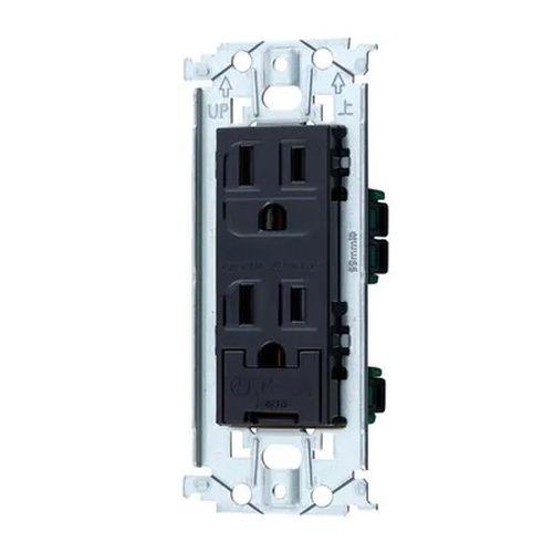 アドバンスシリーズ 埋込扉付アースターミナル付接地ダブルコンセント(金属枠付)(ブラック)