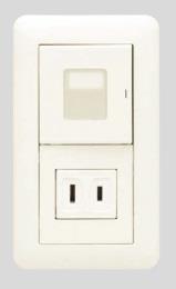 1連2個用(マーク付片切スイッチ&コンセント)(PW色) スイッチ・コンセント組み合わせ