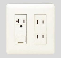 アースターミナル付 15A・20A兼用 接地コンセント+ダブルコンセント(PW色) コンセント組み合わせ例