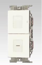 Jワイドスリム 1連2個用(マーク付片切+片切チェック用スイッチ低ワット用)(PW色)