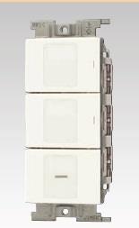 Jワイドスリム 1連3個用(マーク付片切+片切+3路ガイドスイッチ)(PW色)