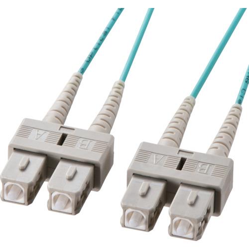 SANWA 光ファイバケーブルOM3タイプケーブル色:アクアマリン 芯数2